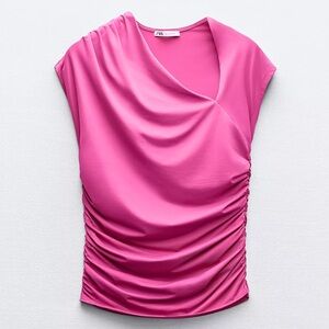 Zara Fuchsia Draped Women's Blouse